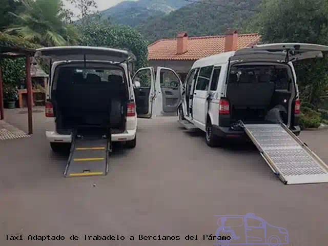 Taxi accesible de Bercianos del Páramo a Trabadelo